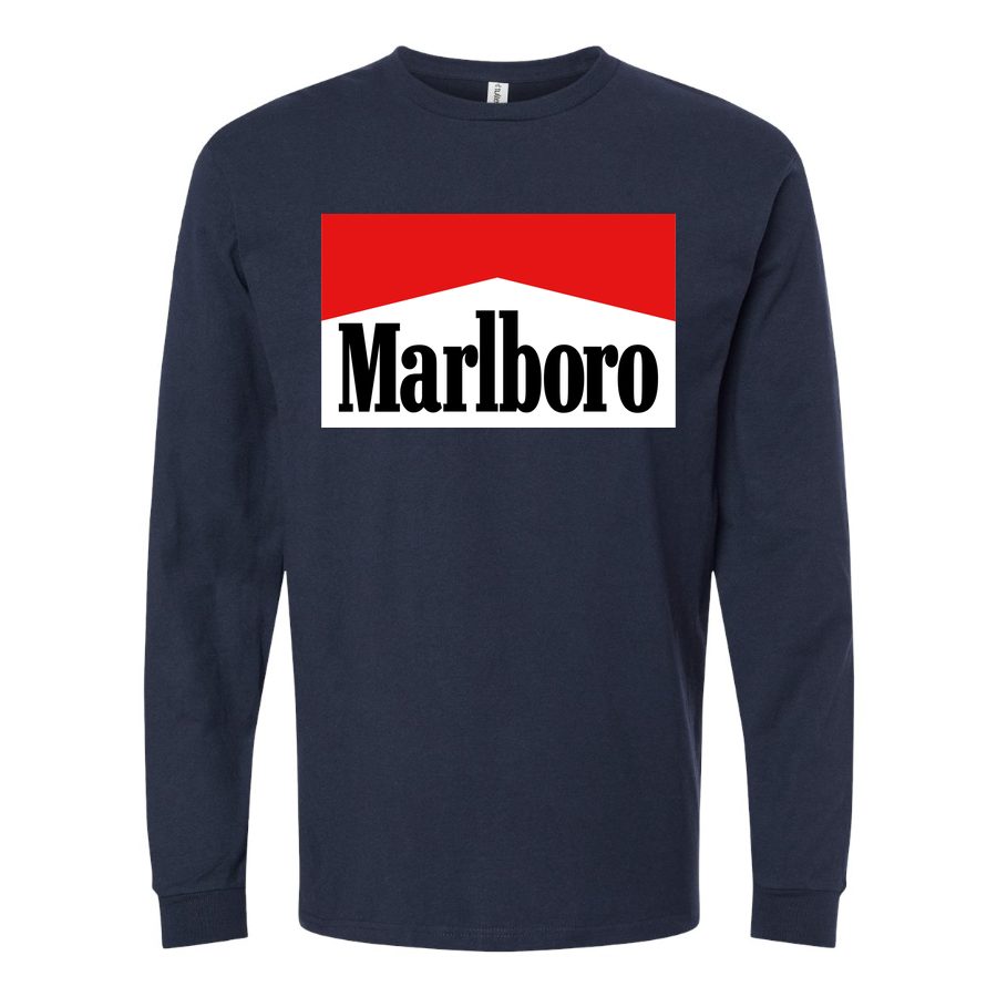 Men's Marlboro-Logo-1536x864 Long sleeves Cotton Blend T-Shirt - Navy