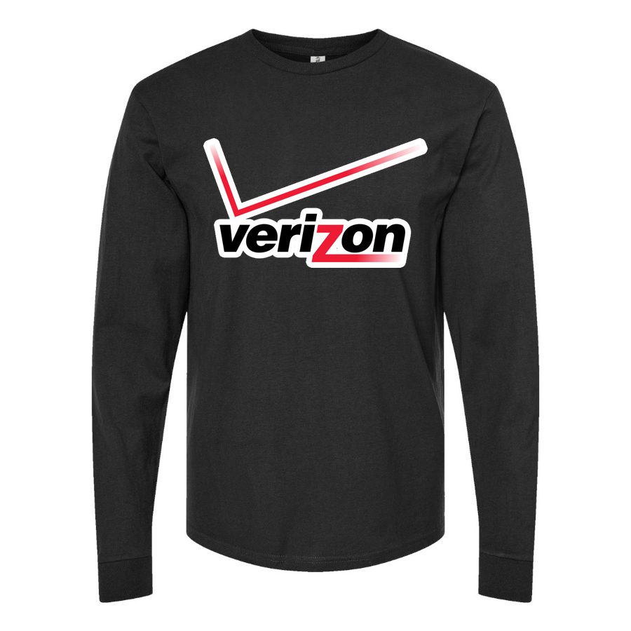 Men's Verizon Wireless Logo Long sleeves Cotton Blend T-Shirt - Black