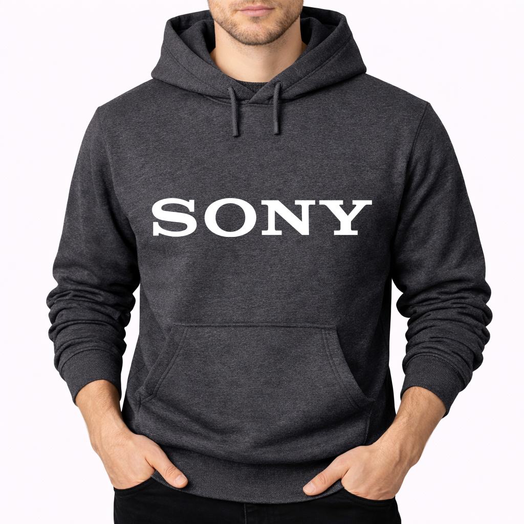 Men's Sony White Pullover Hoodie - Charcoal