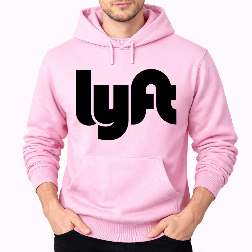 Men's Lyft Black Pullover Hoodie - Pink