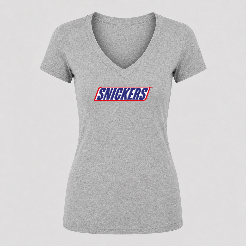 Women's Snickers V Neck T-Shirt in gray