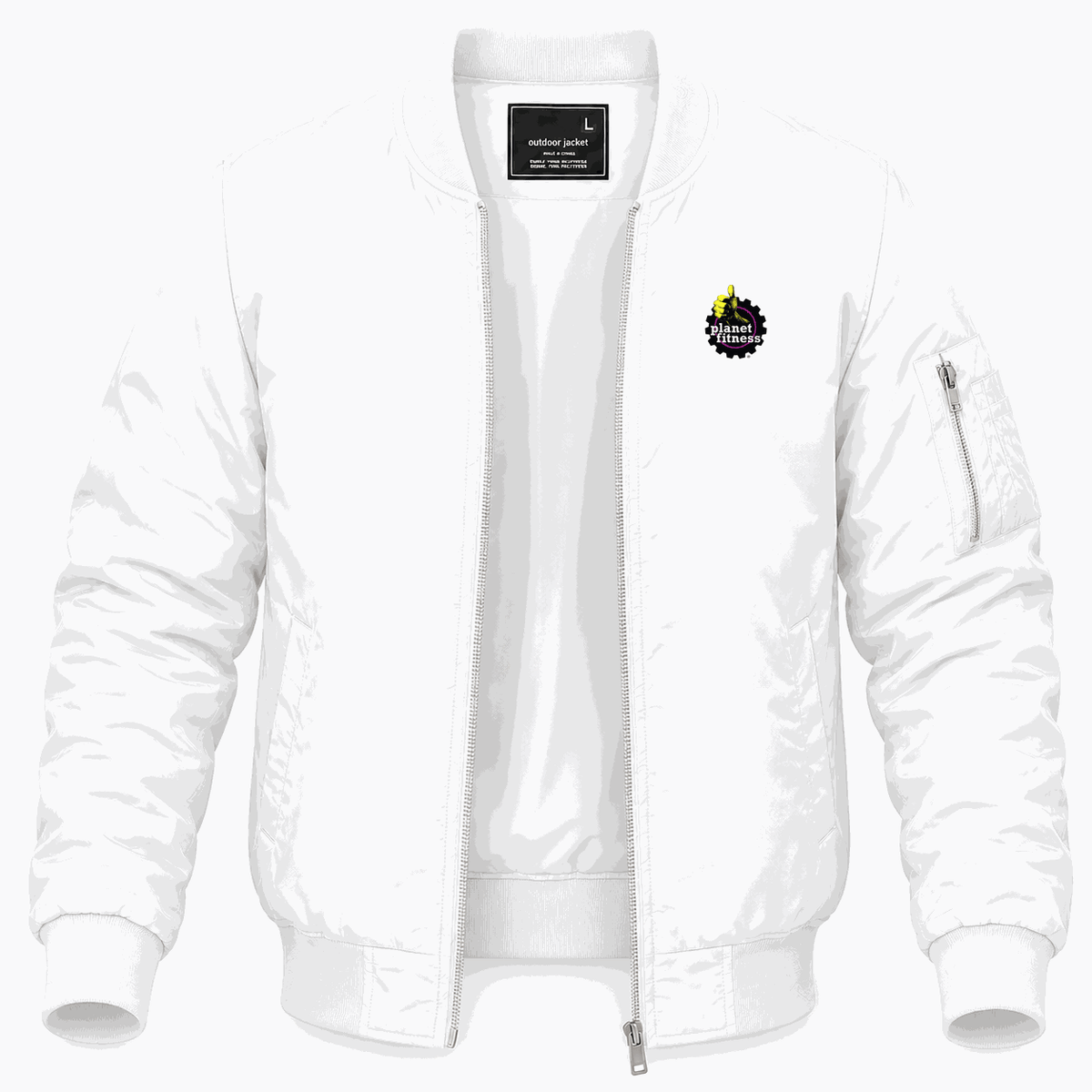 Men's Planet Fitness Lightweight Bomber Jacket - White