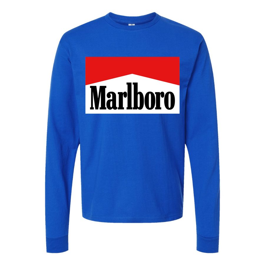 Men's Marlboro-Logo-1536x864 Long sleeves Cotton Blend T-Shirt - Blue