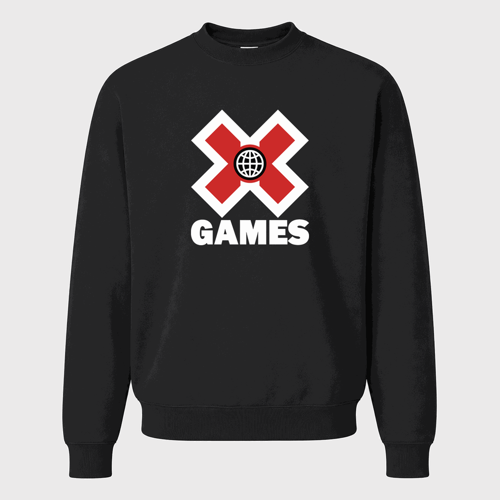Men's X Games White Logo Crewneck Sweatshirt - Black