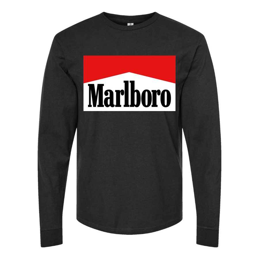 Men's Marlboro-Logo-1536x864 Long sleeves Cotton Blend T-Shirt - Black