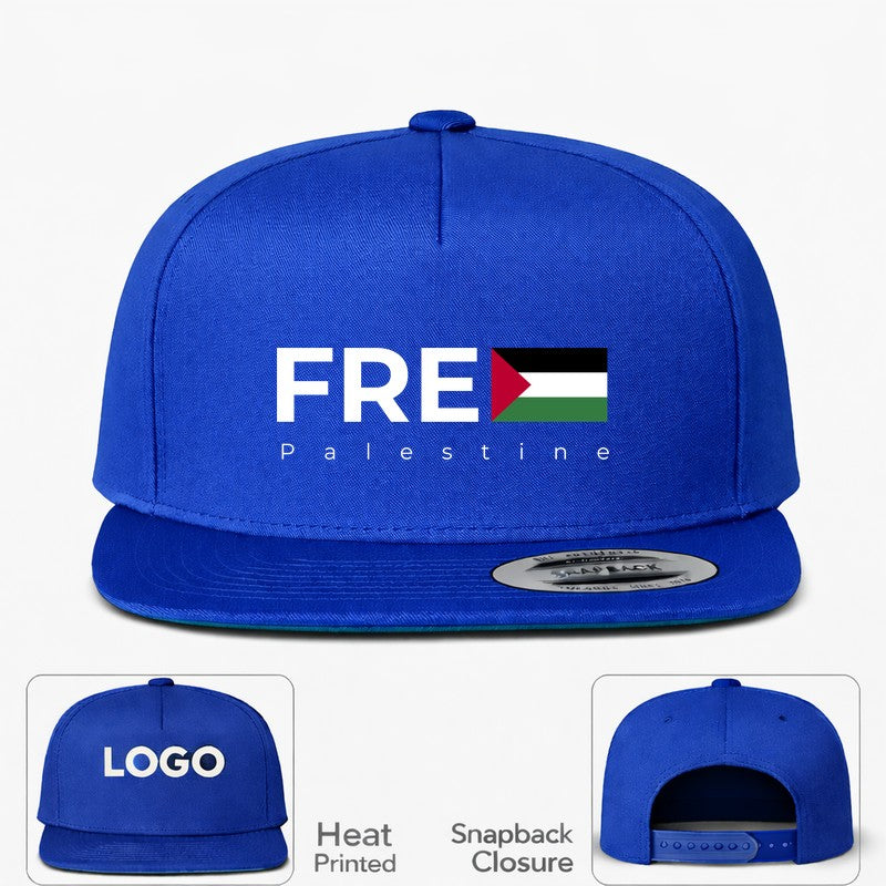 Free Palestine White Logo Snapback Hat