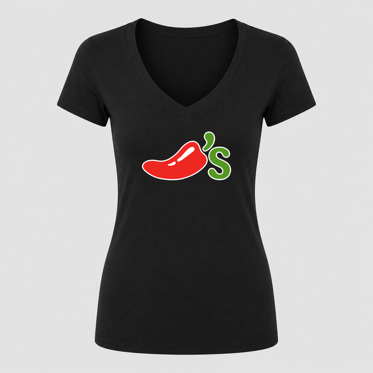 Women's Chili's V Neck T-Shirt in black