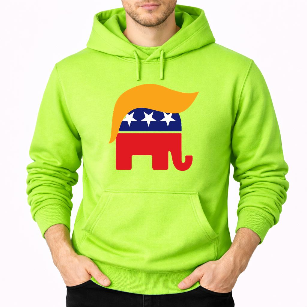 Men's Donald Trump GOP Elephant Pullover Hoodie - Lime green