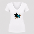 Women's San Jose Sharks V Neck T-Shirt in white