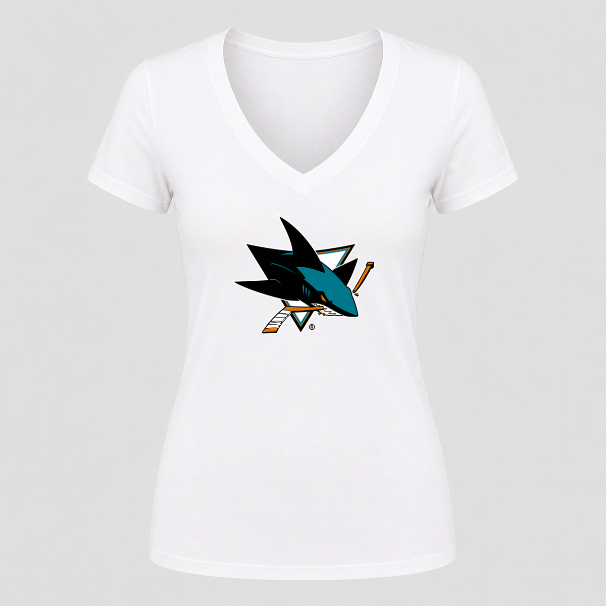 Women's San Jose Sharks V Neck T-Shirt in white