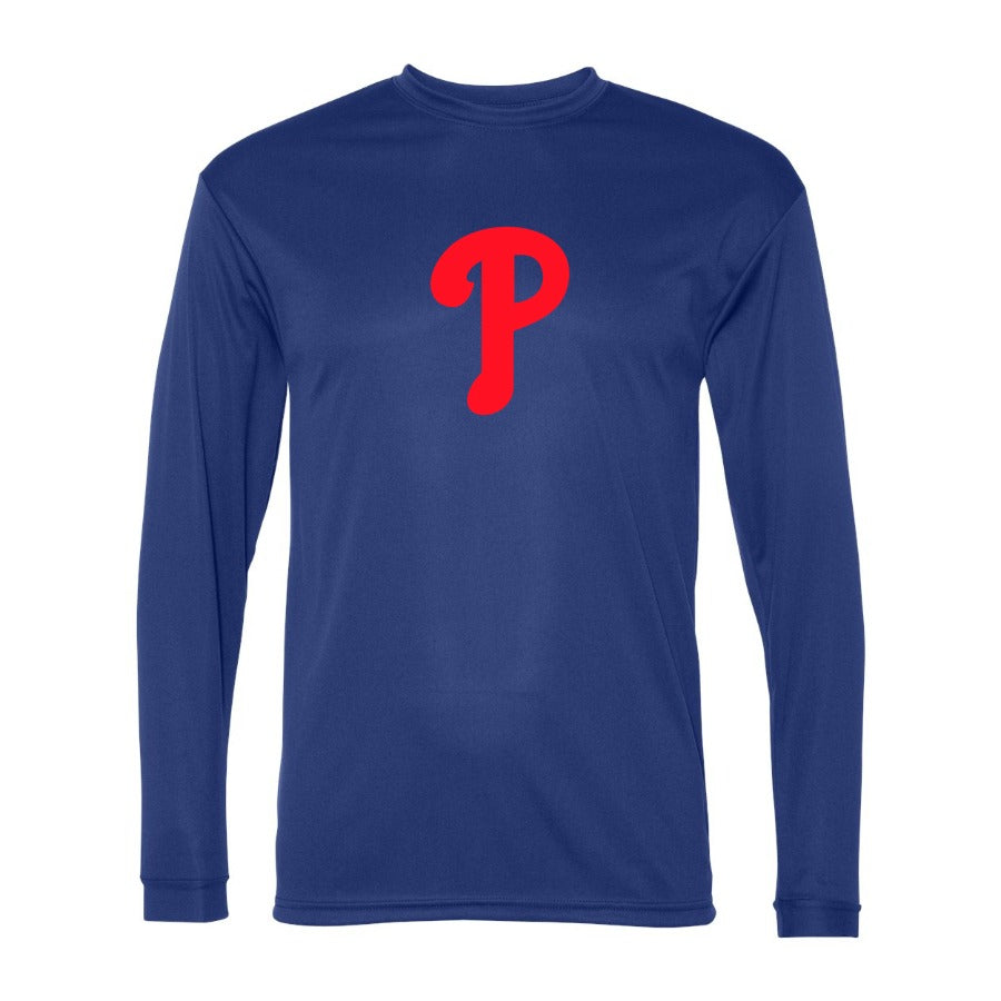 Men's Philadelphia Phillies Polyester Long Sleeve T-Shirt - Blue
