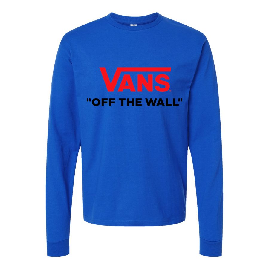 Men's Vans-logo-1024x576 Long sleeves Cotton Blend T-Shirt - Blue
