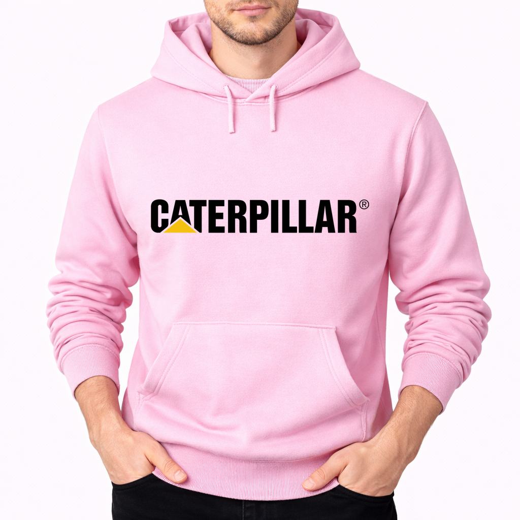 Men's Caterpillar Black Pullover Hoodie - Pink