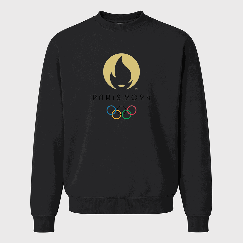Men's Olympics 2024 Paris Black Logo Crewneck Sweatshirt - Black