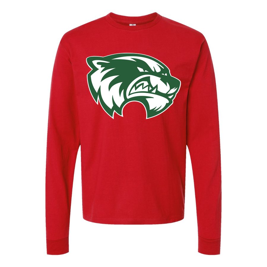 Men's Utah Valley Wolverines Logo Long sleeves Cotton Blend T-Shirt - Red