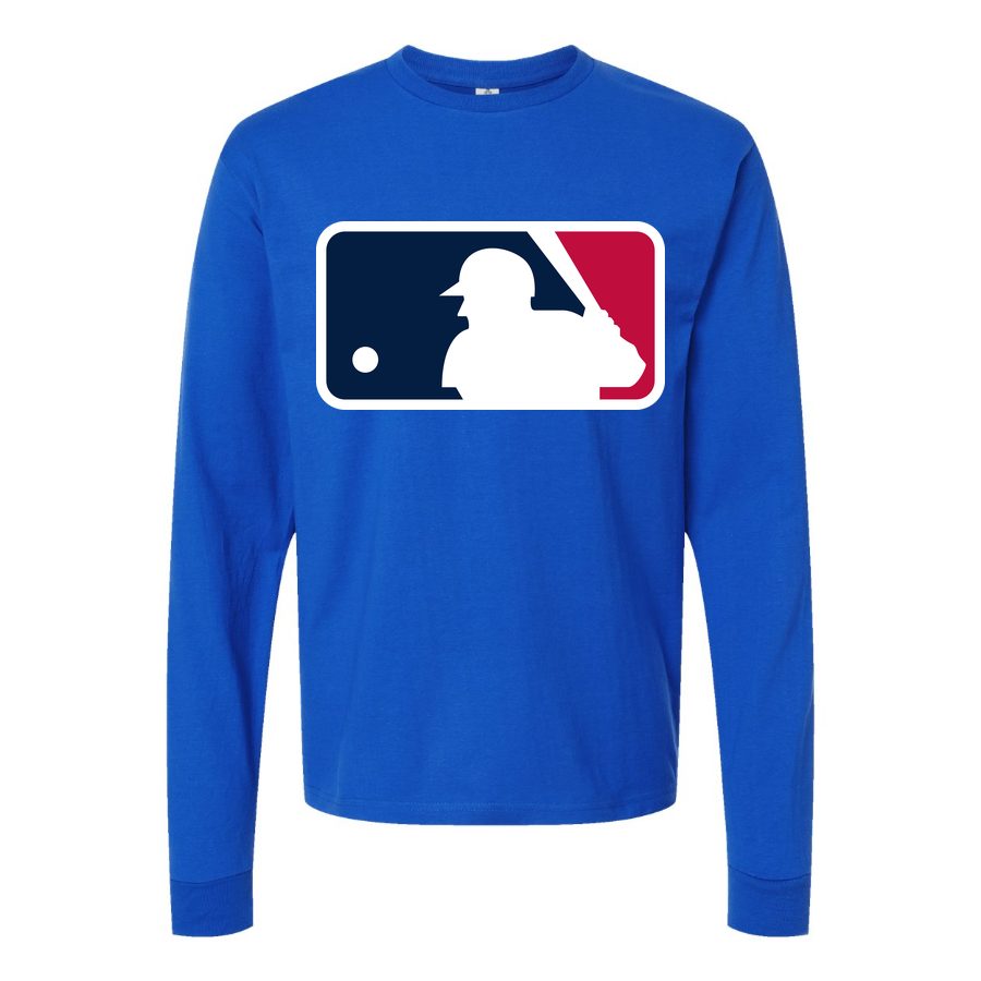 Men's Major League Baseball logo Long sleeves Cotton Blend T-Shirt - Blue