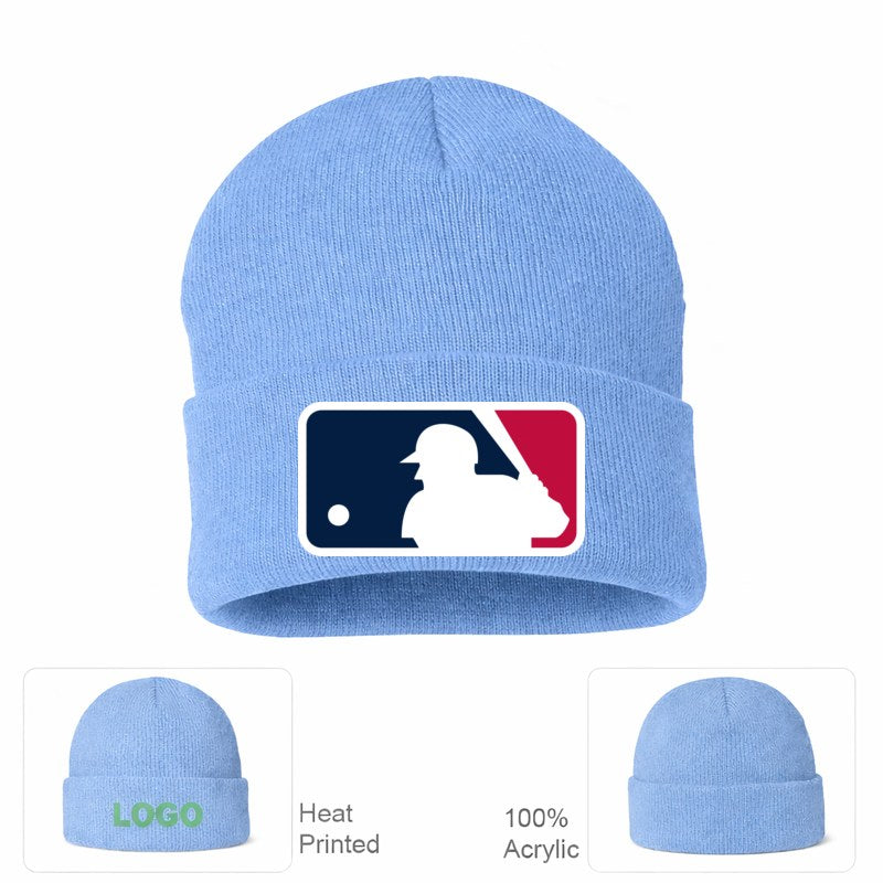 Major League Baseball Logo Sky Blue Beanie Hat