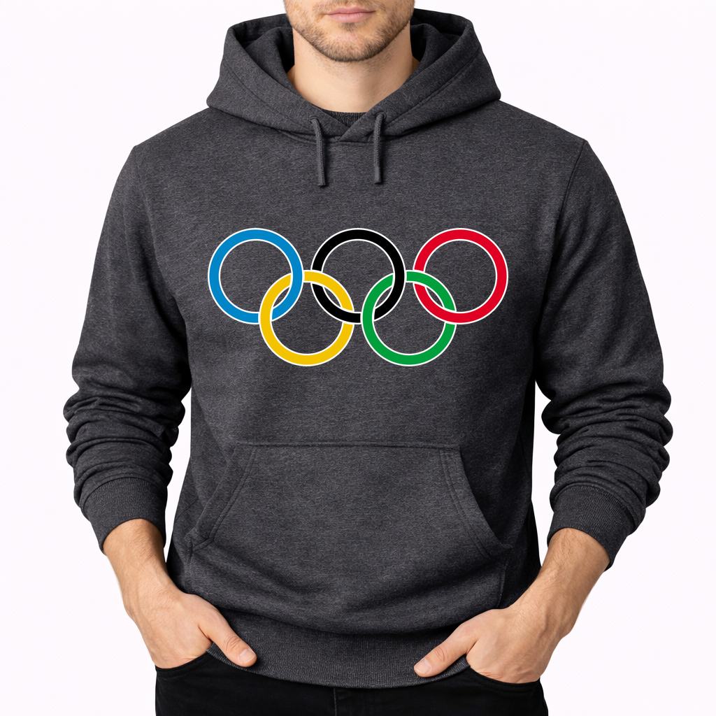 Men's Olympic Ring BK Pullover Hoodie - Charcoal