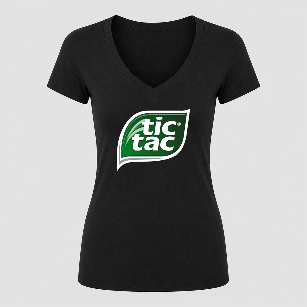 Women's Tic Tac V Neck T-Shirt in black