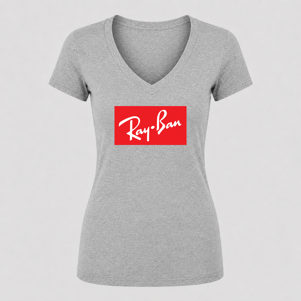 Women's Ray-Ban V Neck T-Shirt in gray