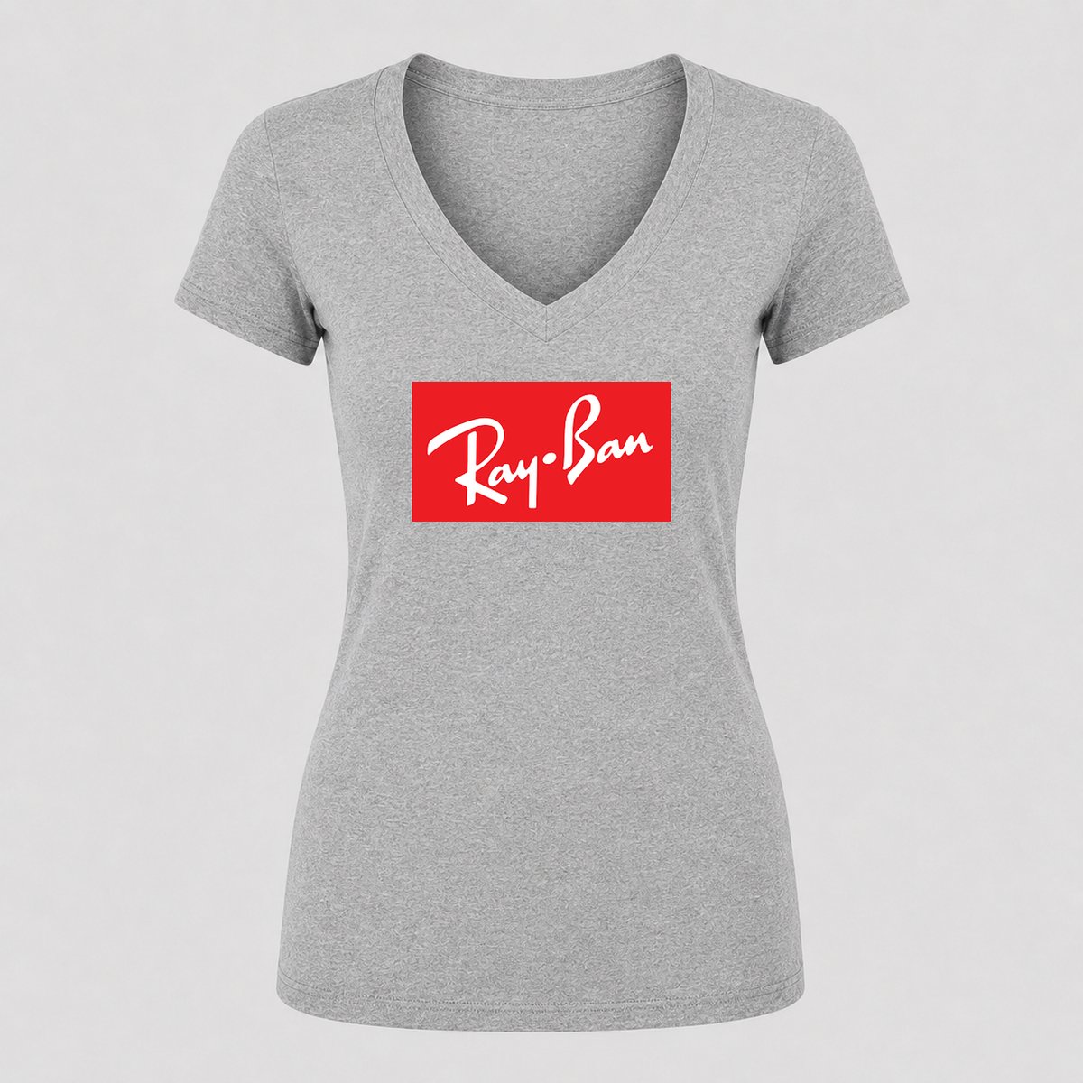 Women's Ray-Ban V Neck T-Shirt in gray