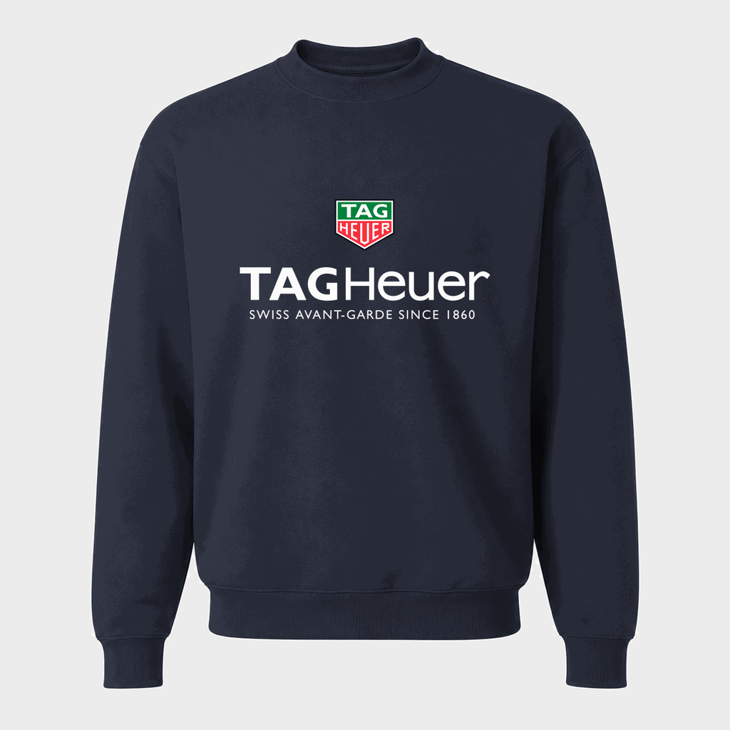 Men's TAG Heuer White Logo Crewneck Sweatshirt - Navy