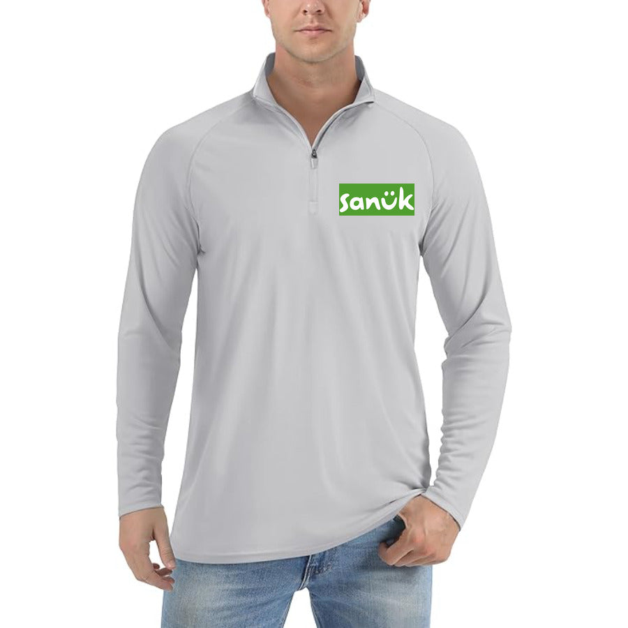 Sanuk Logo quarter-zip athletic shirt in Light Gray
