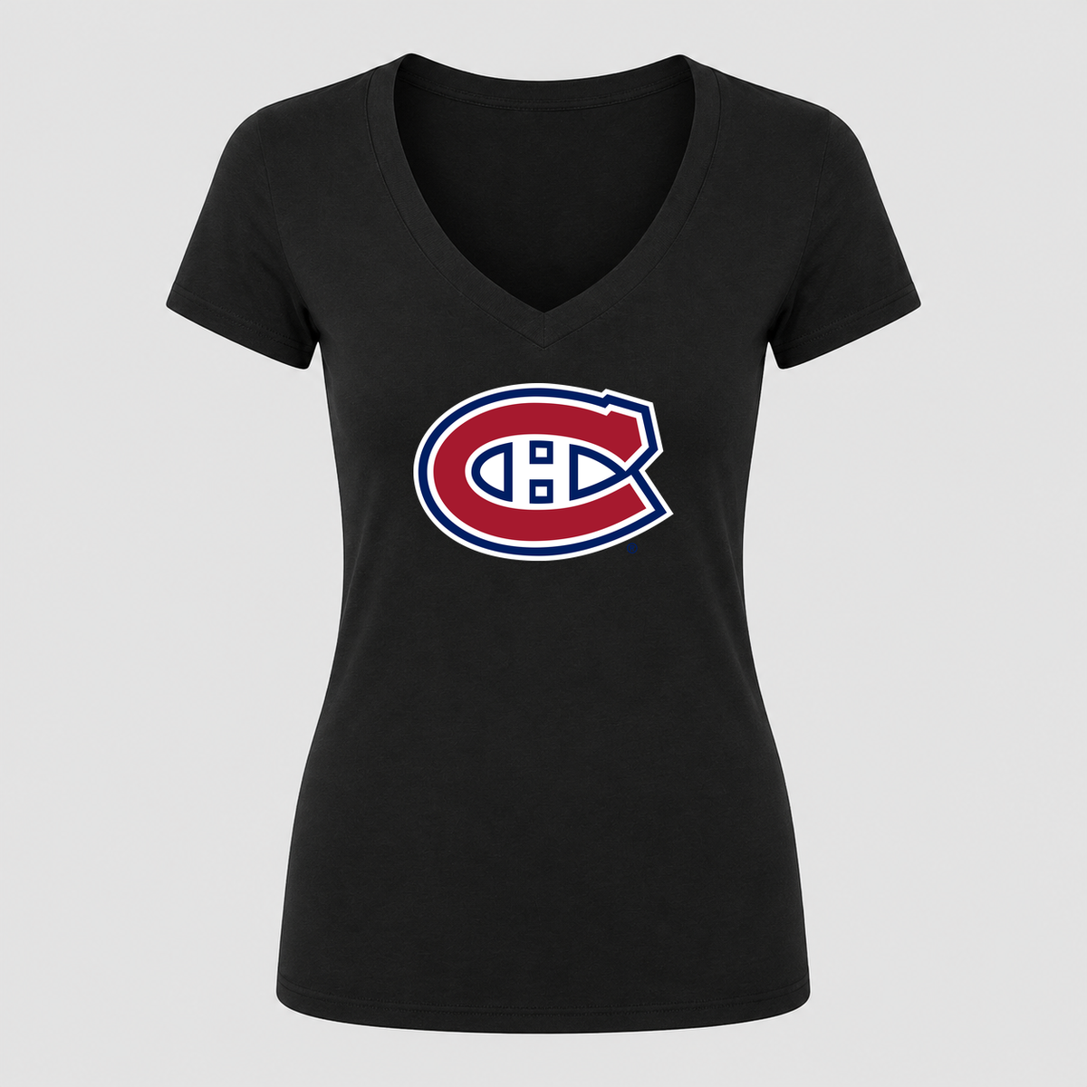 Women's Montreal Canadiens V Neck T-Shirt in black