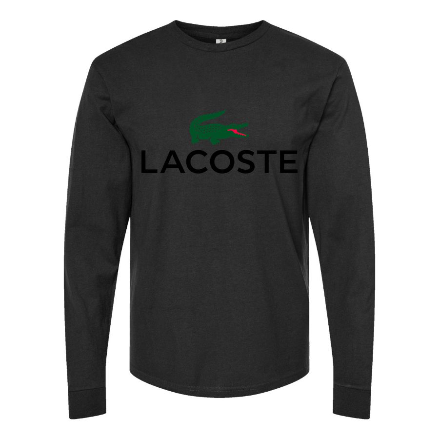 Men's Lacoste-logo-1536x864 Long sleeves Cotton Blend T-Shirt - Black