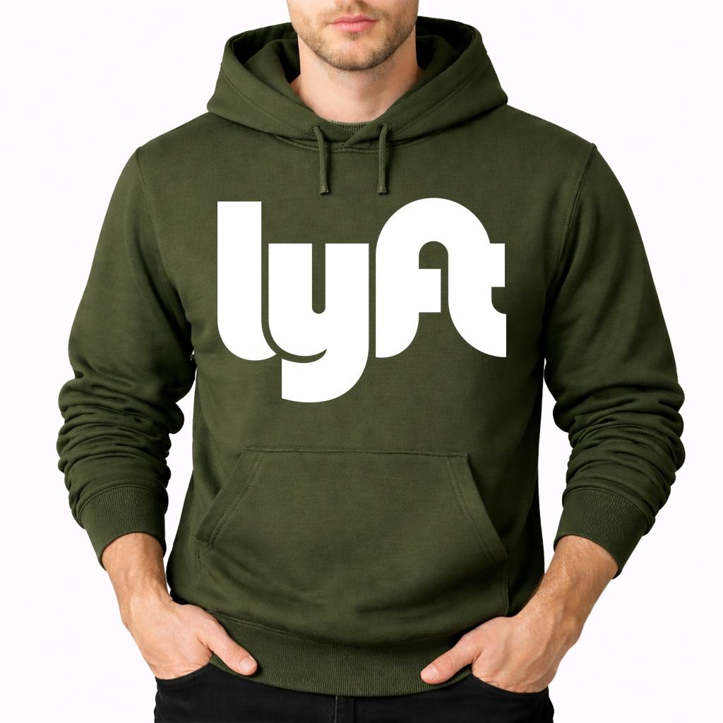 Men's Lyft White Pullover Hoodie - Army Green