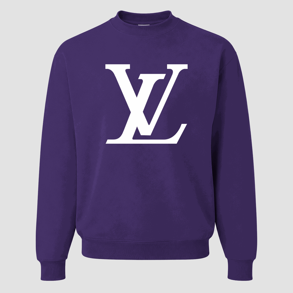 Men's Louis Vuitton White Logo Crewneck Sweatshirt - Purple
