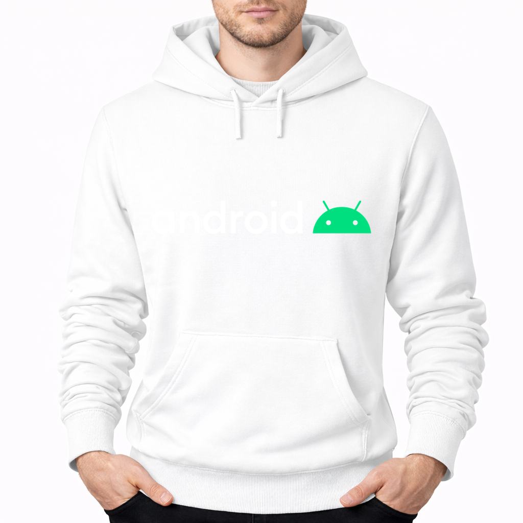 Men's Android White Pullover Hoodie - White