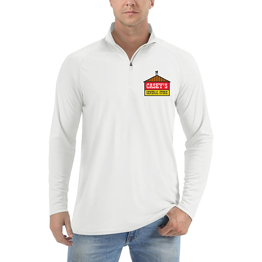 Caseys General Stores Logo quarter-zip athletic shirt in White