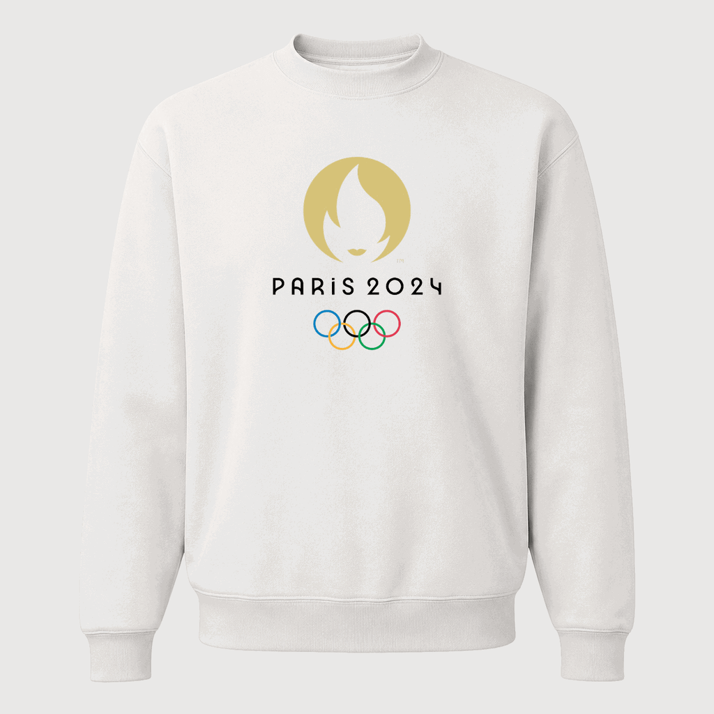 Men's Olympics 2024 Paris Black Logo Crewneck Sweatshirt - White