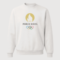 Men's Olympics 2024 Paris Black Logo Crewneck Sweatshirt - White