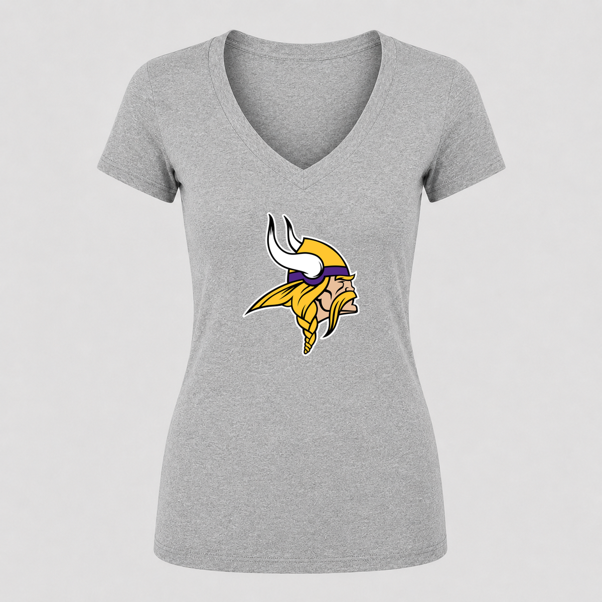 Women's Minnesota Vikings V Neck T-Shirt in gray