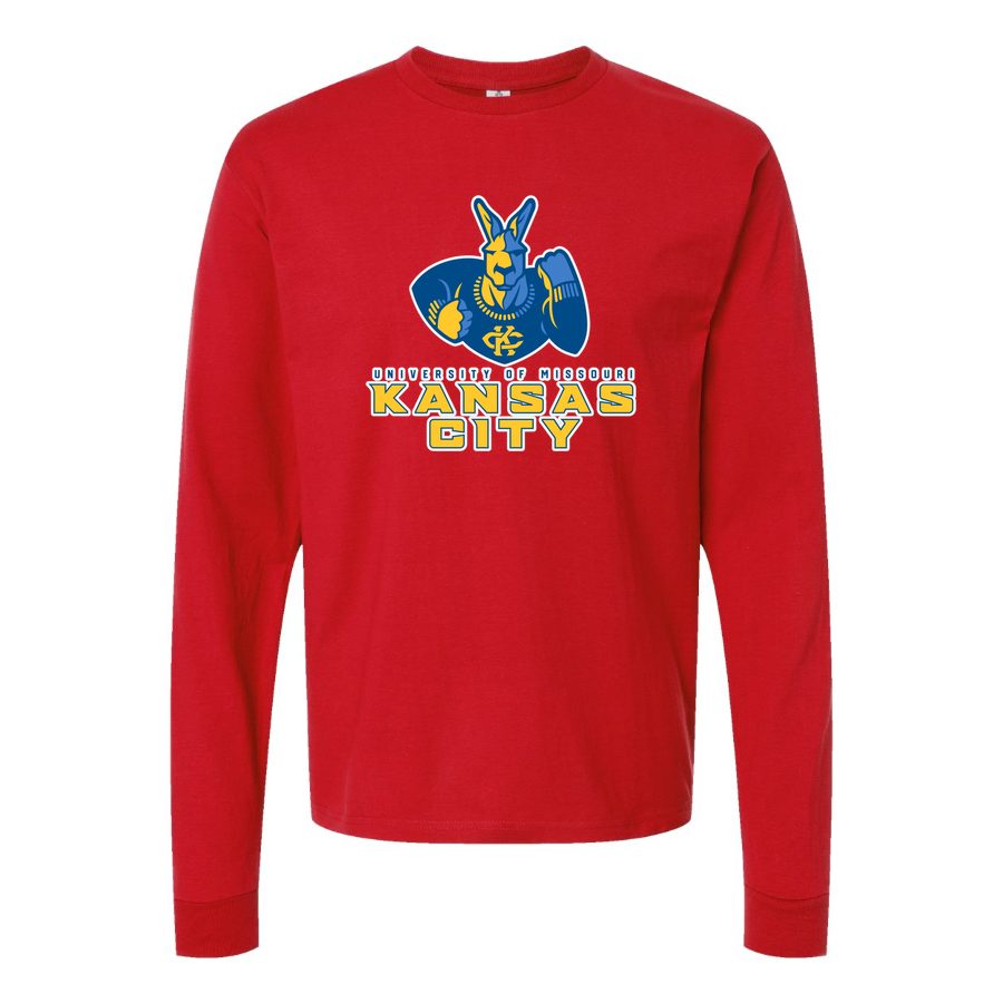 Men's UMKC Kangaroos Logo Long sleeves Cotton Blend T-Shirt - Red