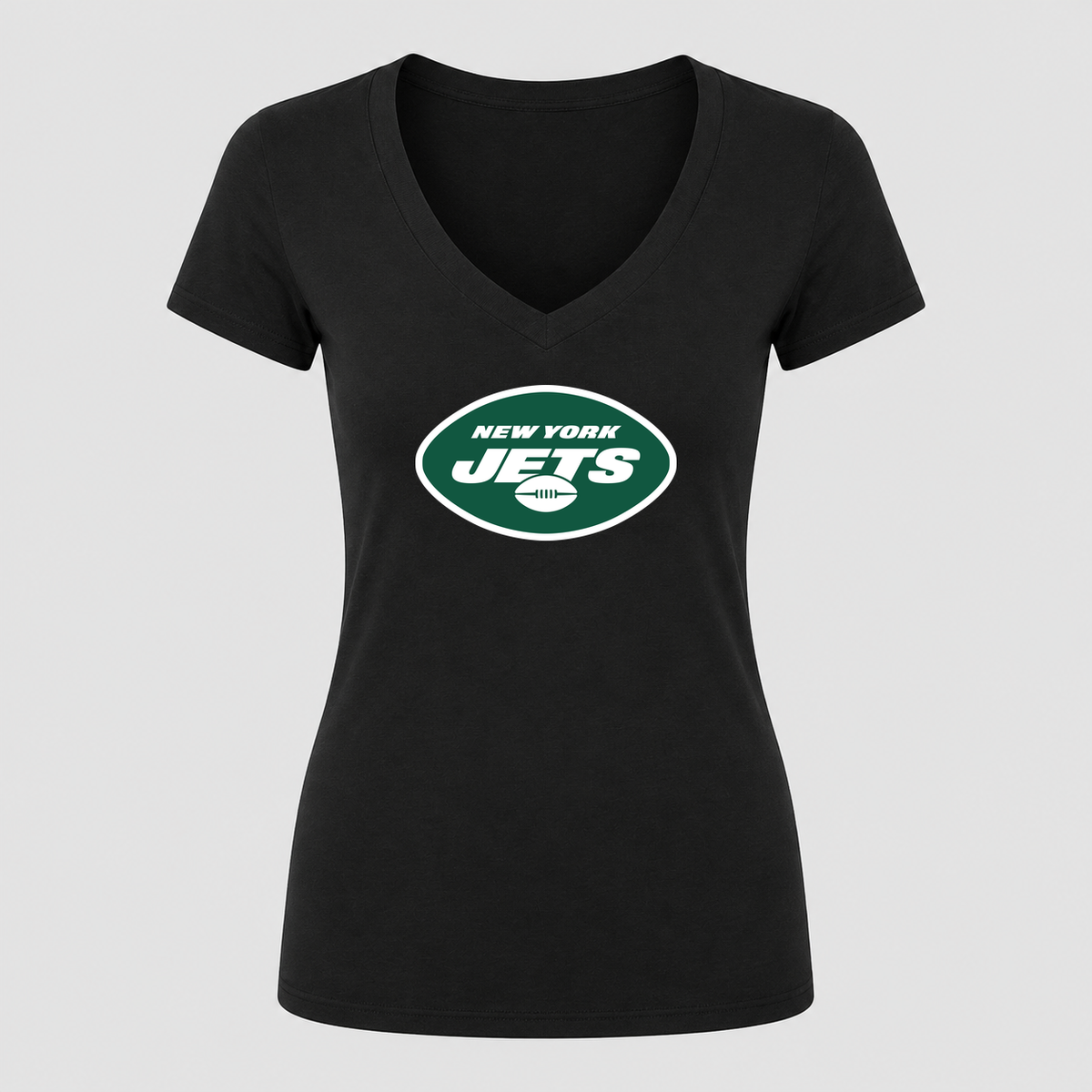 Women's New York Jets V Neck T-Shirt in black