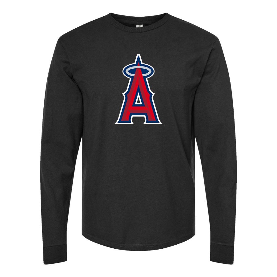 Men's Los Angeles Angels Long sleeves Cotton Blend T-Shirt - Black