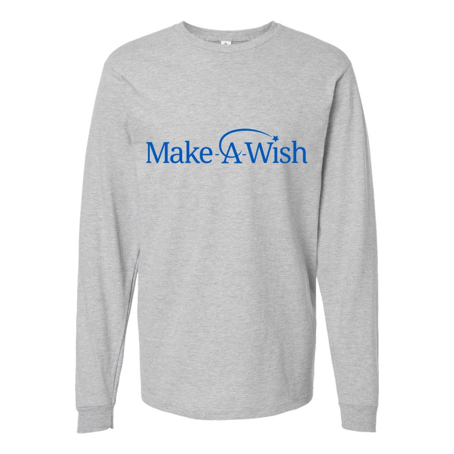 Men's Make-A-Wish-Logo-1536x864 Long sleeves Cotton Blend T-Shirt - Gray