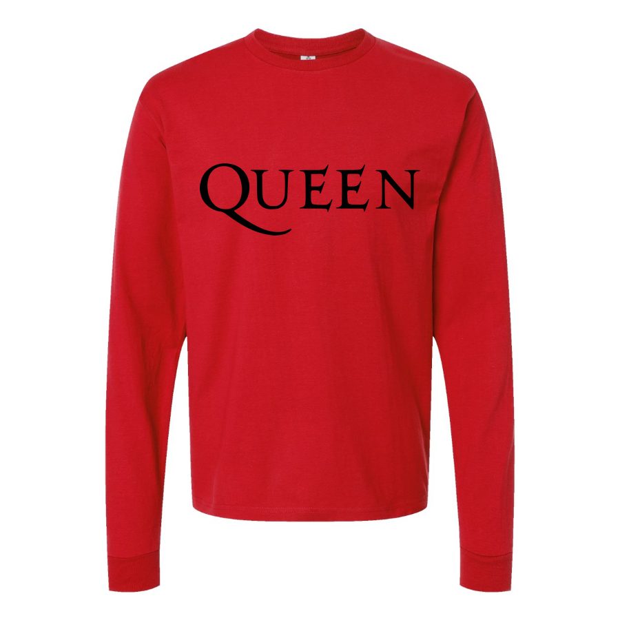 Men's Queen-Logo Long sleeves Cotton Blend T-Shirt - Red