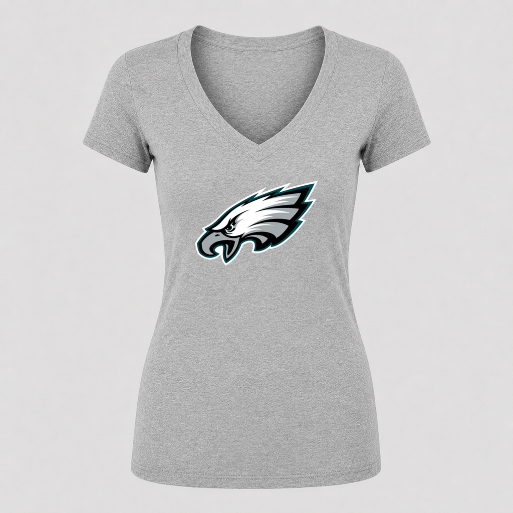 Women's Philadelphia Eagles V Neck T-Shirt in gray