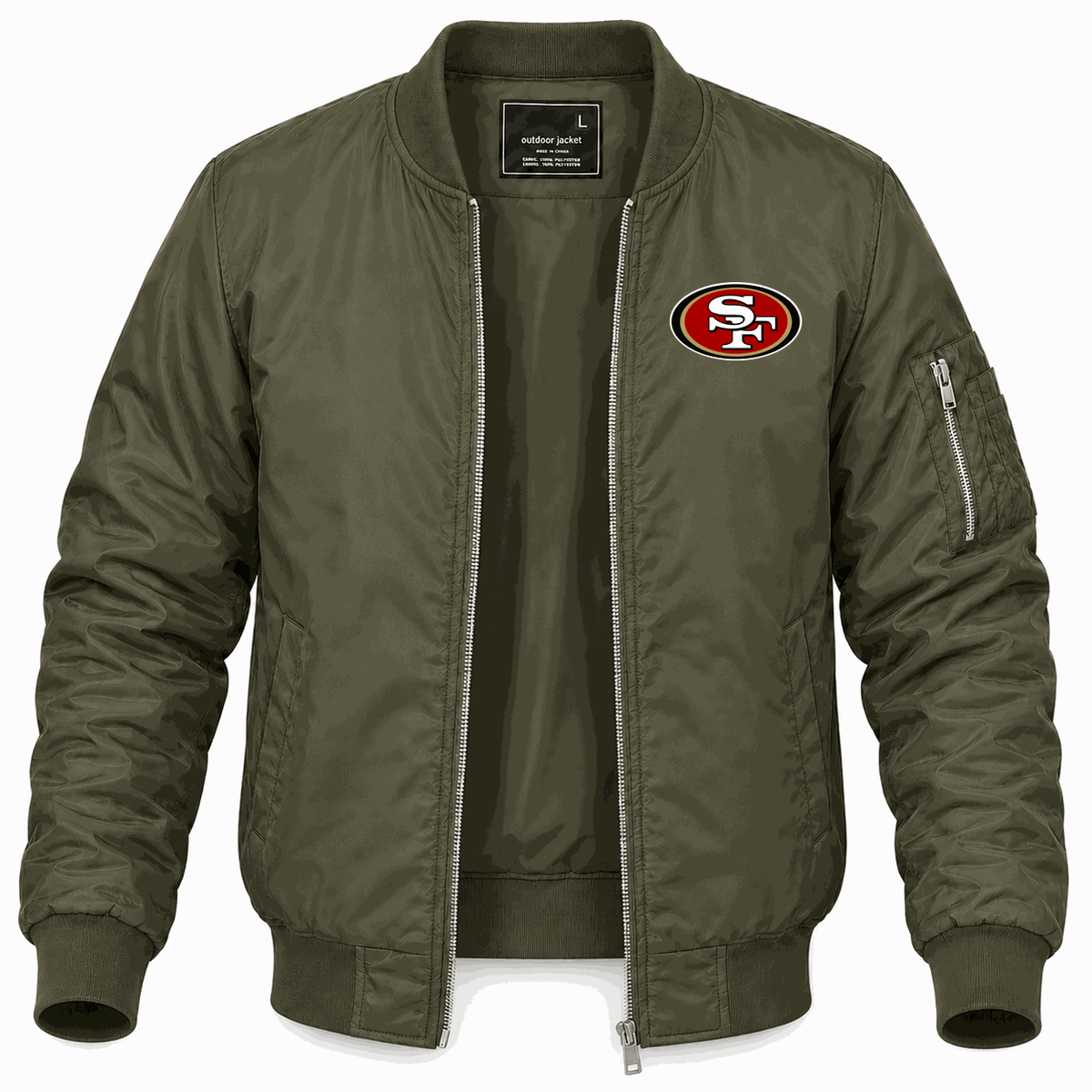 Men's San Francisco 49ers Lightweight Bomber Jacket - Army Green