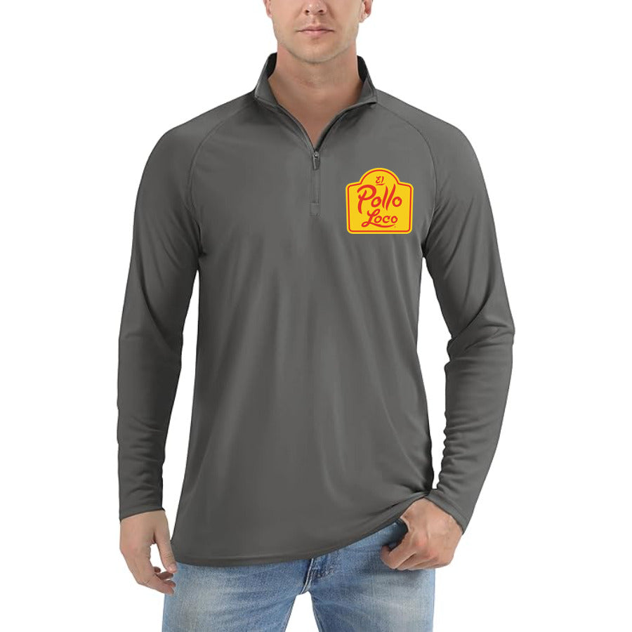 Logo El Pollo Loco quarter-zip athletic shirt in Dark Gray