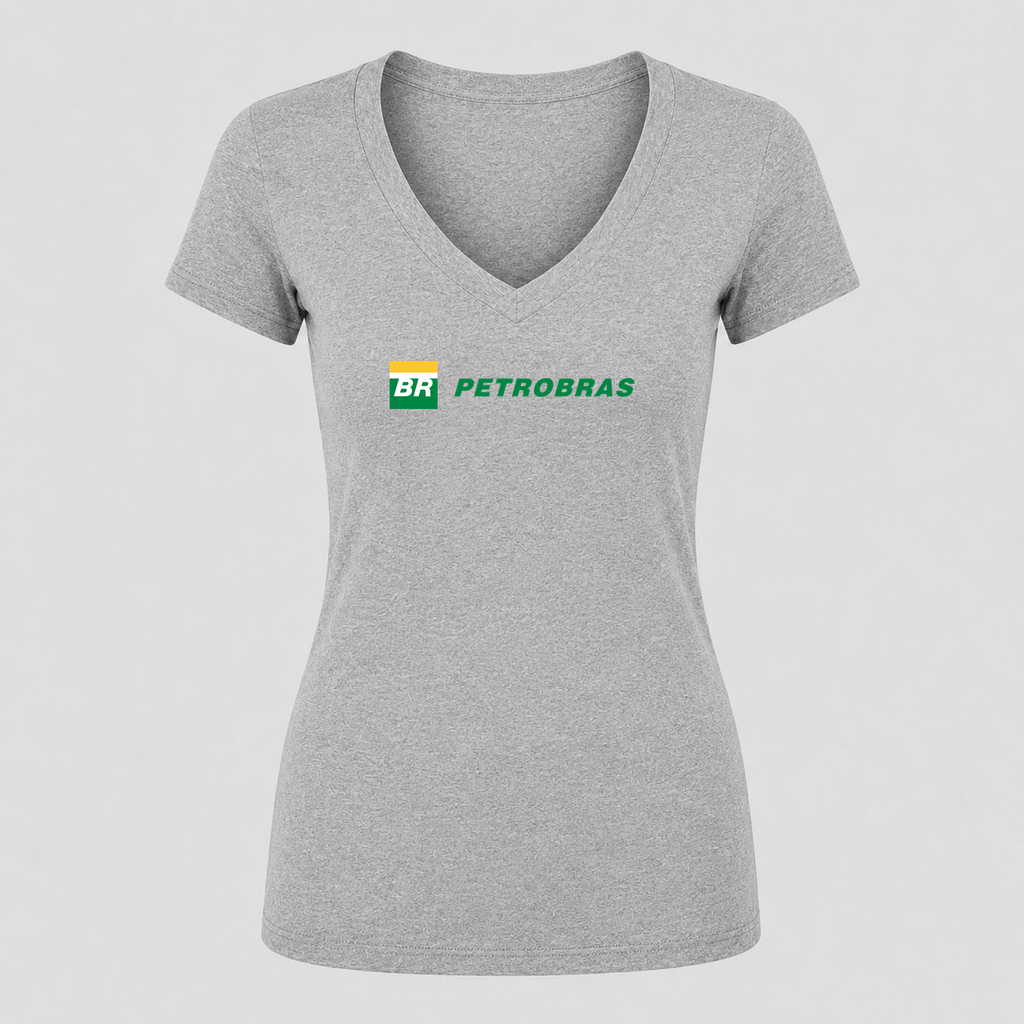 Women's Petrobras V Neck T-Shirt in gray