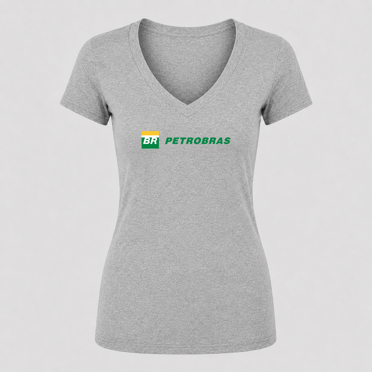 Women's Petrobras V Neck T-Shirt in gray