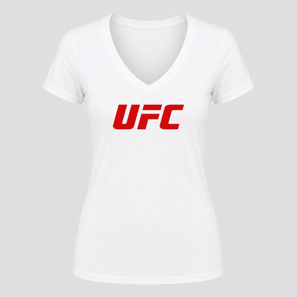 Women's UFC V Neck T-Shirt in white