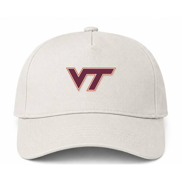 Virginia Tech Hokies Logo Beige Dad Baseball Cap Hat