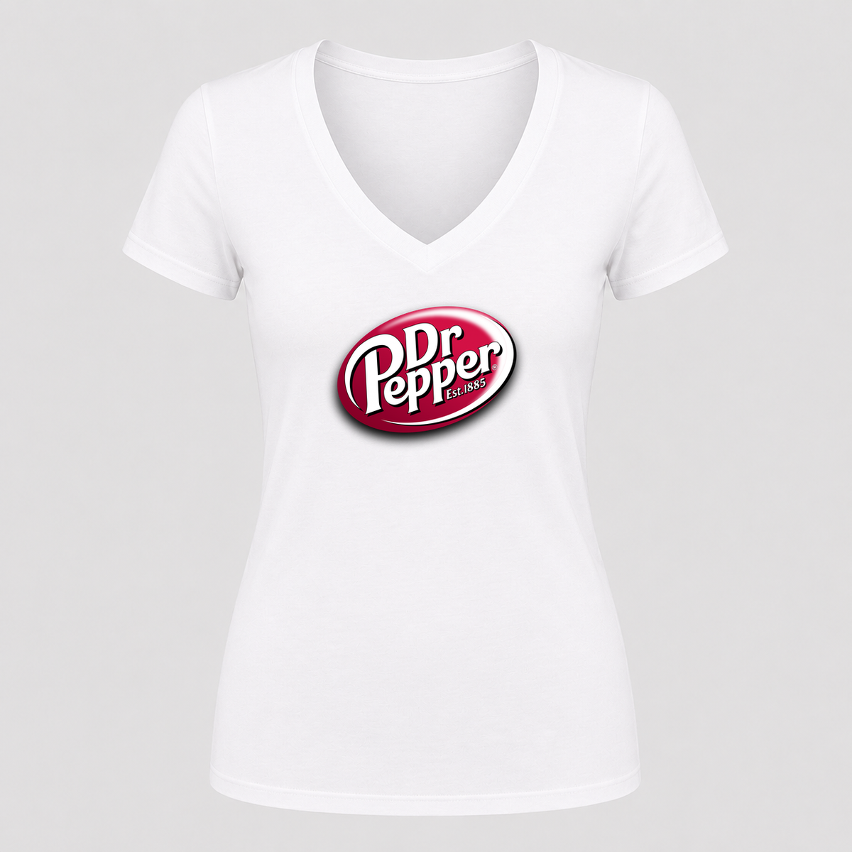 Women's Dr Pepper V Neck T-Shirt in white