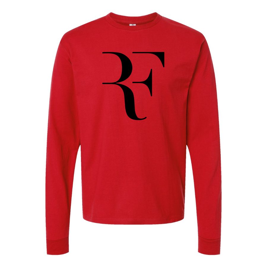 Men's Roger-Federer-logo-black Long sleeves Cotton Blend T-Shirt - Red